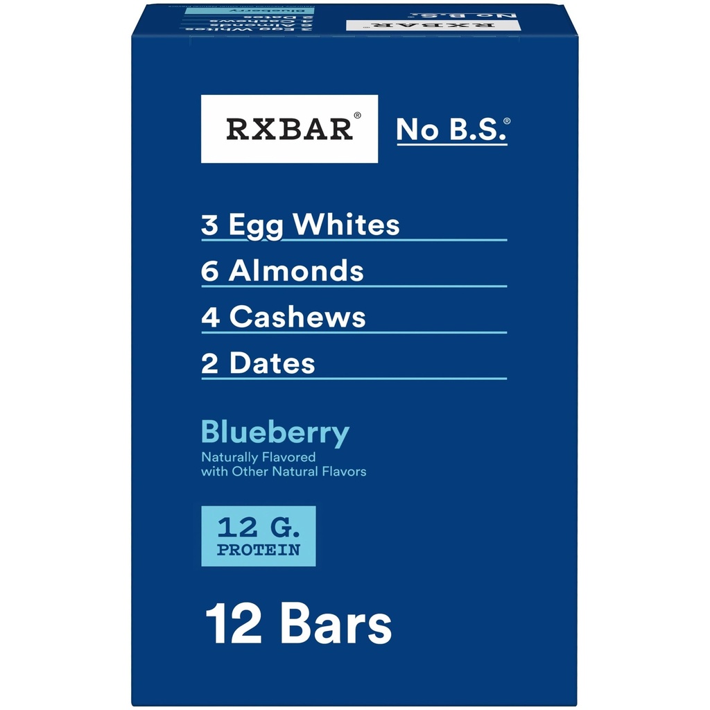 Barres protéinées RXBAR, Snack protéinique, Snack Bars, Blueberry, boîte de 22 oz (12 Nombre)
