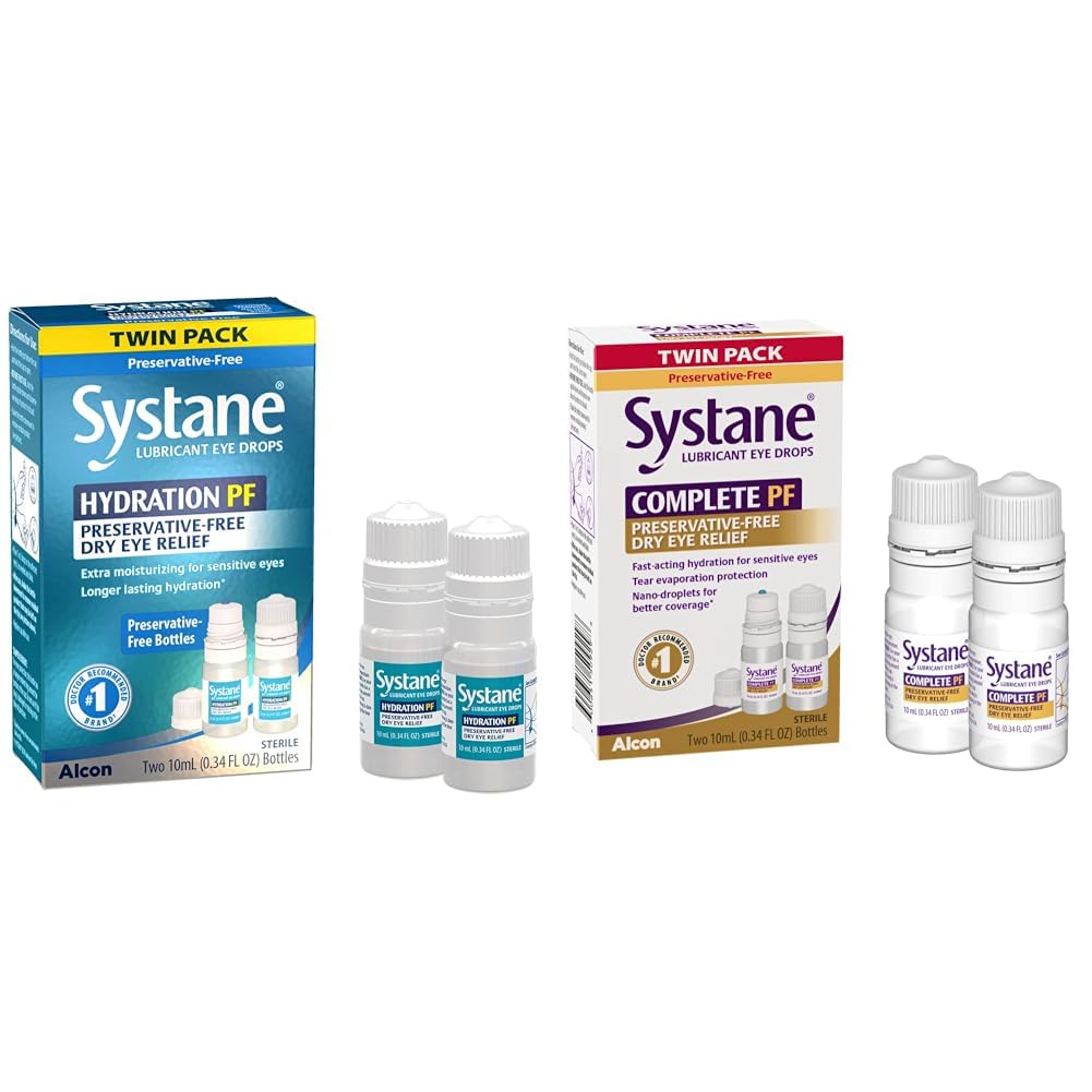 Hydratation de systane gouttes oculaires sans réserve multidoses Sécheresse de soulagement des yeux Twin Pack (2x10ml) et PF complète gouttes oculaires sans réserve multidoses Sécheresse sans réserve multidoses 20ml (paquet de 2 à 10 ml de bouteilles) (paquet de mai Vary)