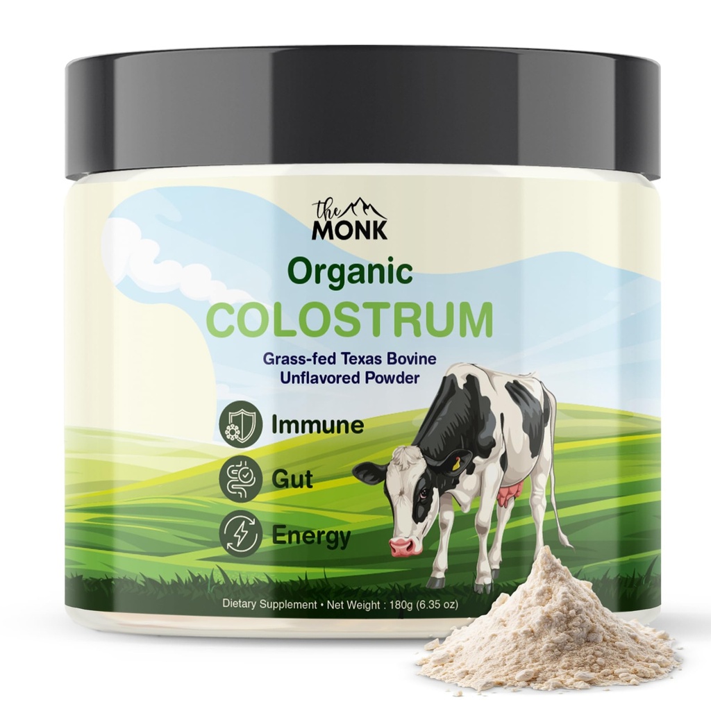 Colostrum Supplement - Grass Fed Texas Bovine Whole Colostrum Powder for Immune, Gut & Wellness - Ultimate Ig Superfood - Unflavored - 100% Pure - 6.35 Oz - 90 Servierungen (Beste Wert) - Made in USA