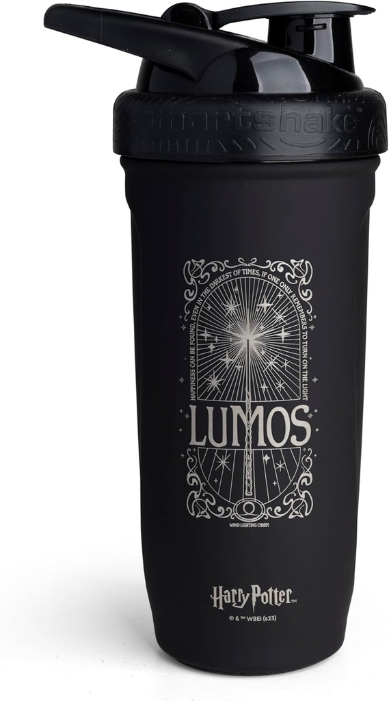 Smartshake Reforce Edelstahl Harry Potter Lumos Style Shaker Bottle (900 ML /30oz) | Leichte Widerstandssport Shaker Bottle mit einer weichen Lid | Leakproof, BPA Free & DEHP Free