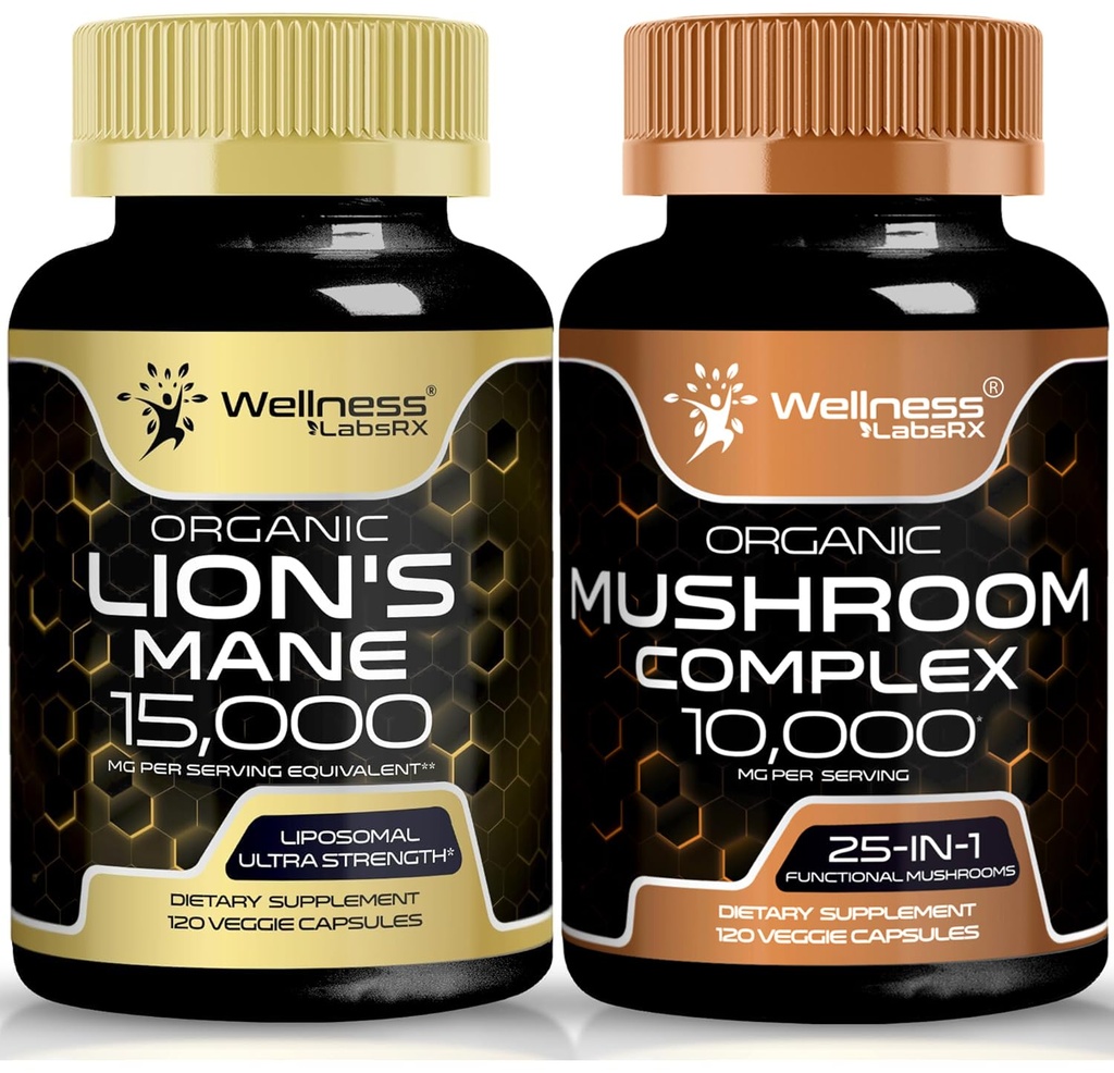 WELLNESS LABSRX Lions Mane Supplement Kapseln und Pilzkapseln | Bundle