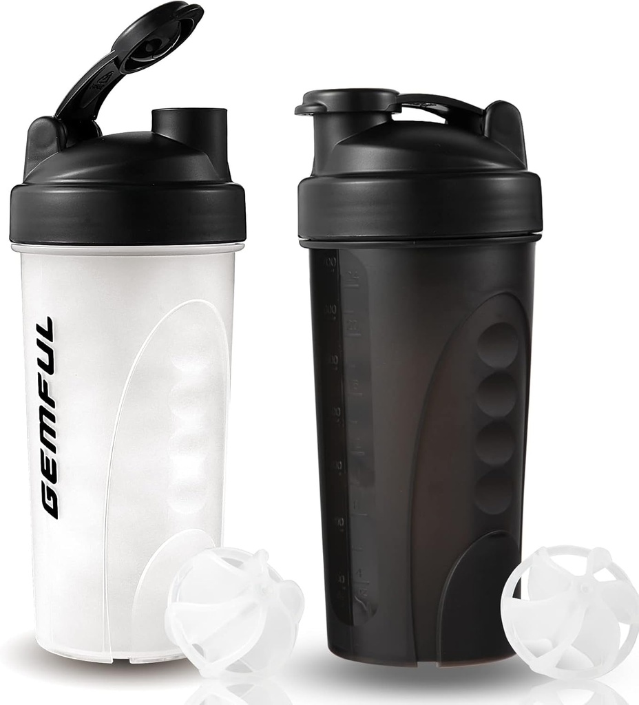 GEMFUL Shaker Bottiglia per miscele di proteine 28 oz BPA-Free Leak Proof Shaker Smothies Tazze con Miscelatore Sport Gym 2 Pack