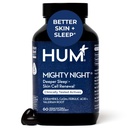 HUM Mighty Nighttime Sleep Supplemento per la cura della pelle, CoQ10, Radice Valeriana & Acido Ferulico per sostenere il riassorbimento delle cellule, Vitamine della pelle per le donne e gli uomini, Vitamine di bellezza per la notte, 60 Softgel vegan