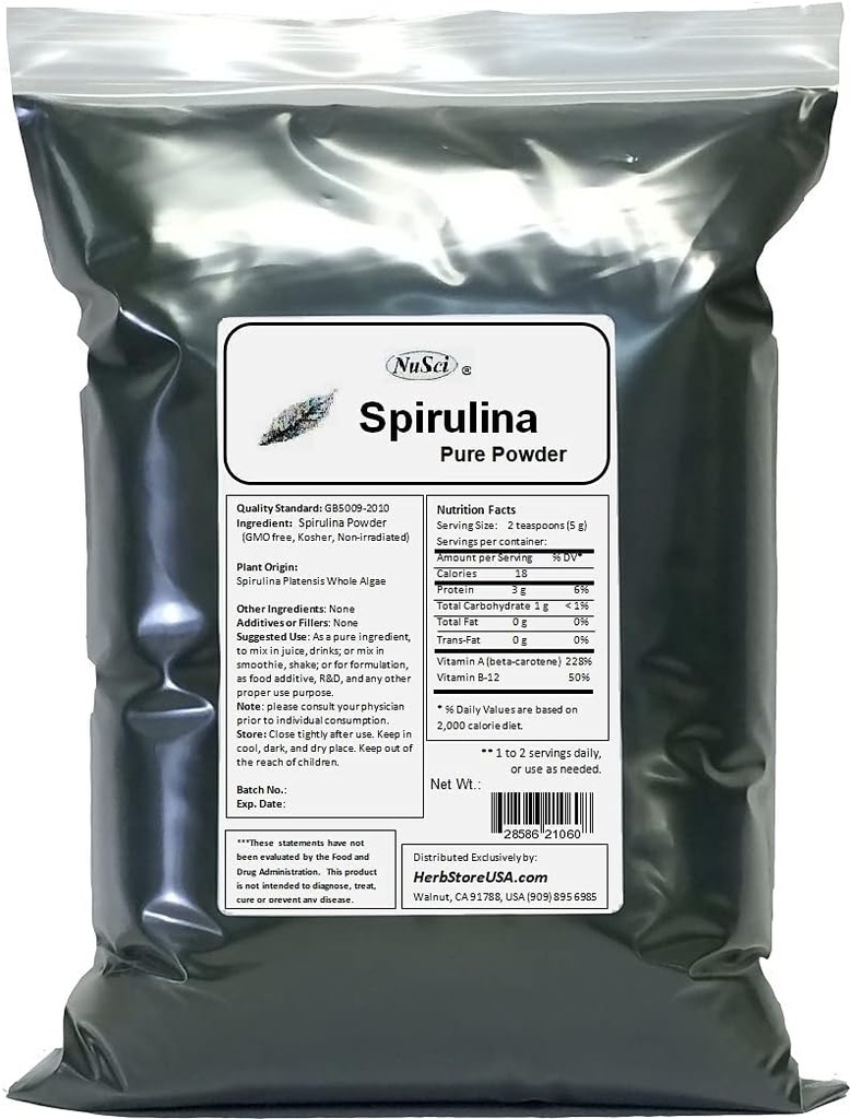 100% reines Spirulina Pulver Frische Energie ohne Strahlung (2000 Gramm (4.4 lb))