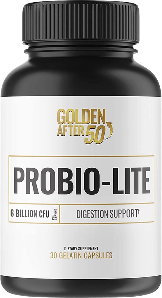 Golden After 50 Probio-Lite - für Gut Gesundheit und Verdauung Unterstützung - Probiotika für Männer und Frauen - 30 Gelatin Kapseln - Probiotika für okzialen Sodbrennen, Gas, Verdauung