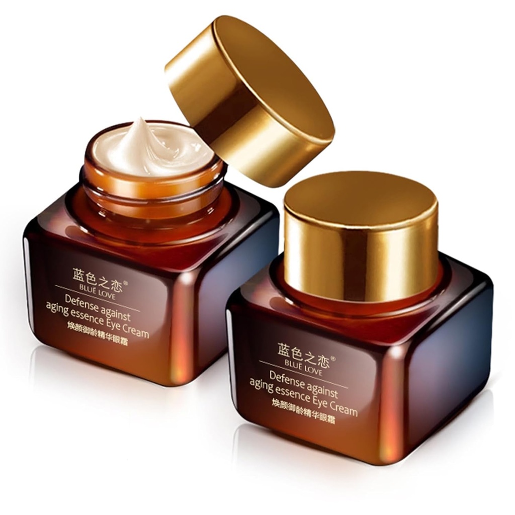 BLUE LOVE 2PCS Anti-Aging Eye Cream – Reduziert dunkle Kreise & Puffiness Under-Eye Bags – Feuchtigkeitsspendende und schnell absorbierende Faltenbehandlung für Männer & Frauen