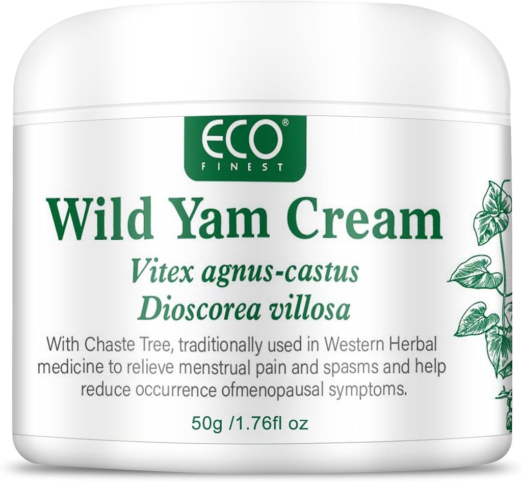 WFDL Wild Yam Cream für Hormone Balance, Organische Yamcreme mit Chasteberry, Aloe & Vitamin E für Menopause Relief, Beruhigt Nachtsüße & Hot Flashes, Eases Mood Swings (1.76 OZ)
