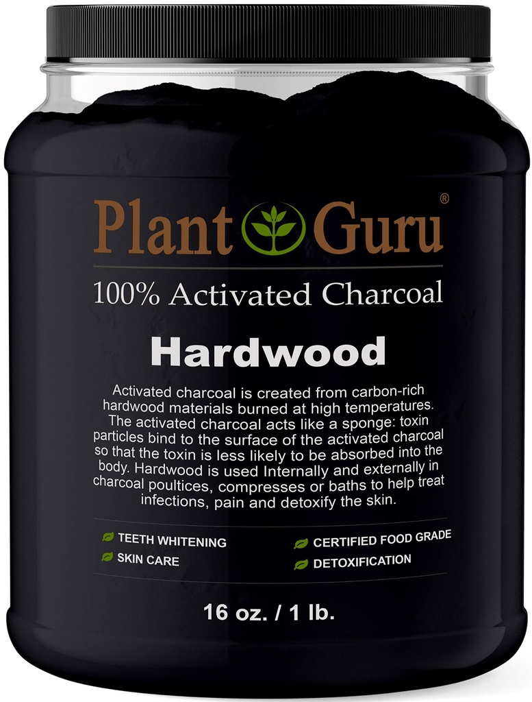 Aktivierte Charcoal Powder Bulk - 1 lb. Jar - Holz - Food Grade Kosher Non-GMO - Teeth Whitening, Gesichtsmaske und Seifenherstellung. Fördert natürliche Entgiftung und hilft Verdauung