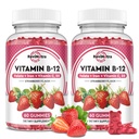 Gommies complexes de vitamine B12 - 5000 mcg de méthylcobalamine avec fer, vitamine C, D3 et folate, soutien énergétique et métabolisme, Immune, B-12 Supplément à croquer pour les hommes et les femmes, goût de fraise, 2 pack