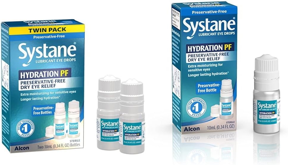 Hydratation de systane gouttes oculaires sans réserve à base de systane 2x10ml et gouttes oculaires Lubrifiant Pf 2x10ml