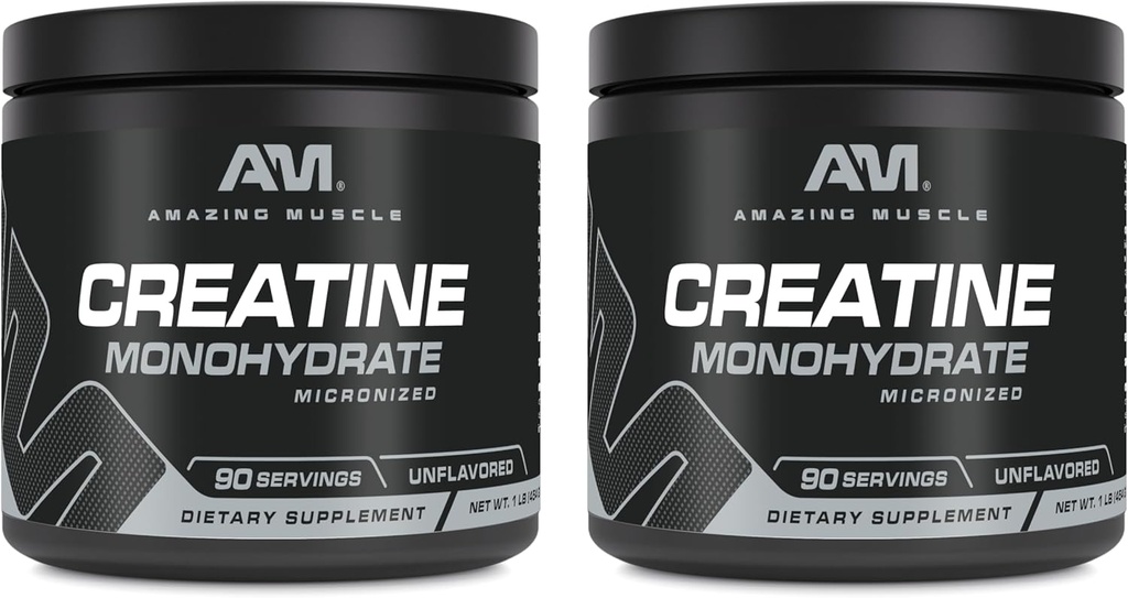 Erstaunliche Muskel Micronized Creatine Monohydrate | 90 Servierungen | 5000 Mg pro Servieren | 1 Lb (454 Gramm) | Ideal Pre & Post Workout Supplement | Unflavored (2 Pack, 1 Lb | Unflavored)