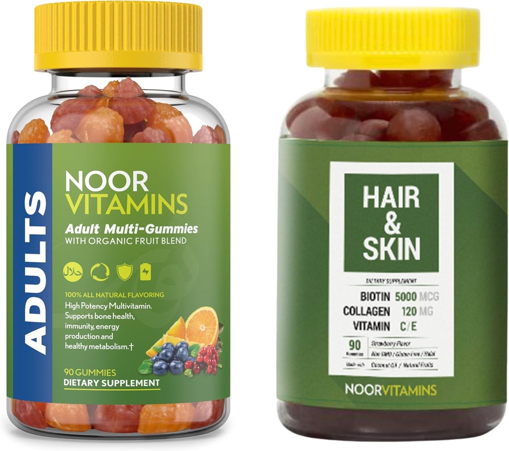 Vitamine Noor Adulti Gummy Bundle - integratori di vitamine Halal - 2 Valore della bottiglia