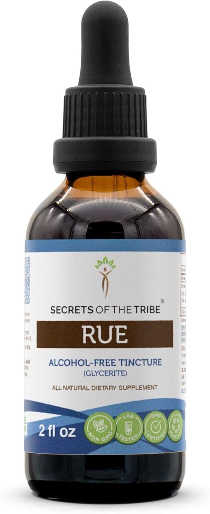 Segreti della Trib Rue Alcohol-Free Liquid Extract, Rue (Ruta ghiaia) Dried Herb Tincture Supplement (2 FL OZ)