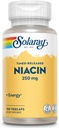 SOLARAY Niacin Timed-Release 250mg, Vitamin B3 | Hautgesundheit, Herz und Nervöse Systemunterstützung | 100ct