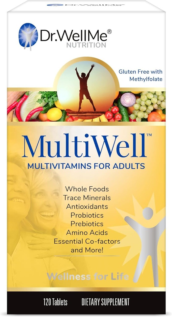 MultiWell Multivitamine für Erwachsene 120 Tabletten - Hohe Potenz Multivitamin mit ganzer Nahrung, Mineralien, Antioxidantien, Probiotika - Energie, Immune, Herz & Verdauungsmedizin