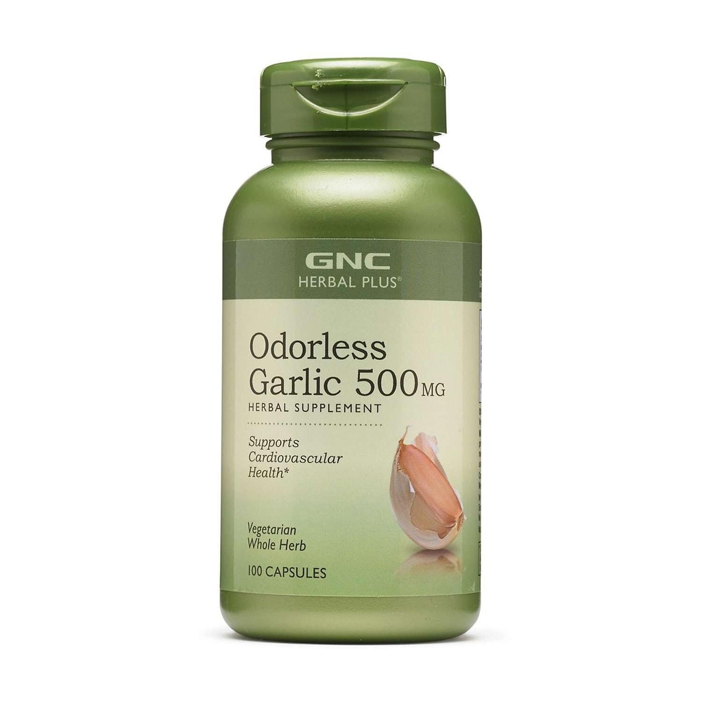 GNC Herbal Plus supplément d'ail sans odorat 500mg, végétarien, soutient la santé cardiovasculaire, 100 portions