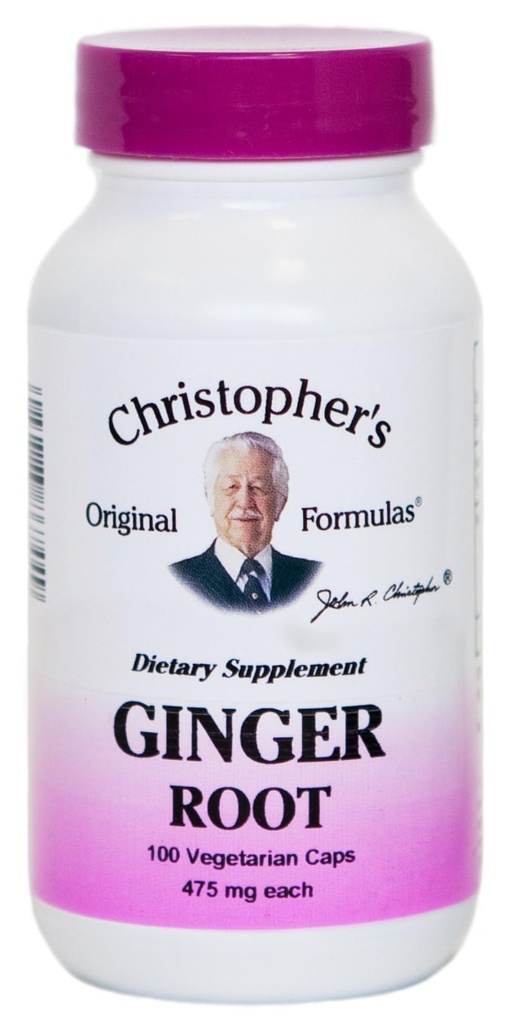 Formules originales de Christopher Ginger Capsules, soutien digestif de racine de gingembre naturel, 100 capsules de légumes