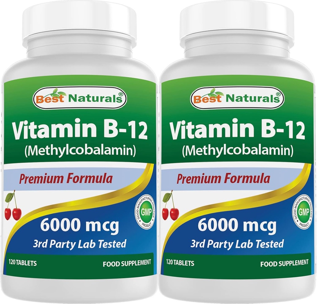 Best Naturals Vitamin B-12 als Methylcobalamin (Methyl B12), 6000 mcg 120 Sublingual Tablets (120 Count (Pack von 2))