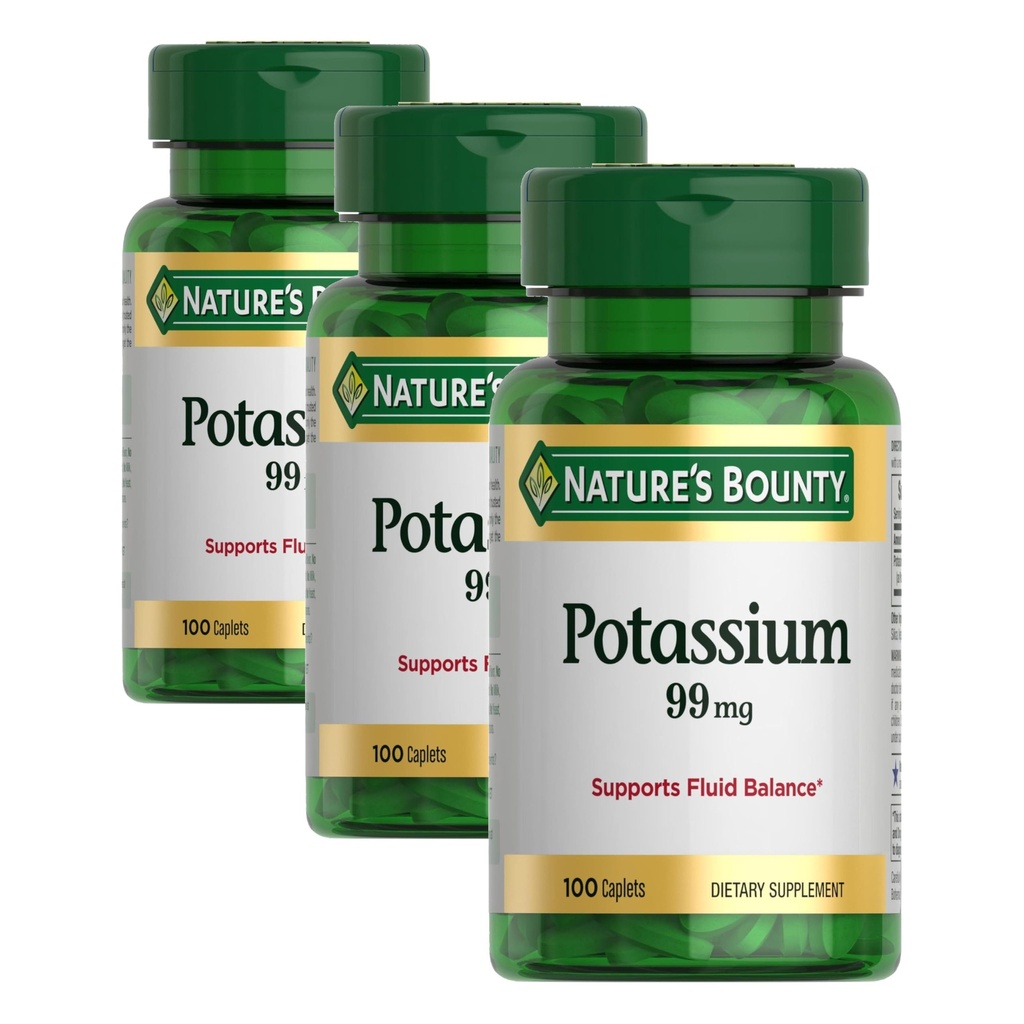 Nature's Bounty Potassium Gluconate 99 mg, 100 Caplets (Pack von 3)