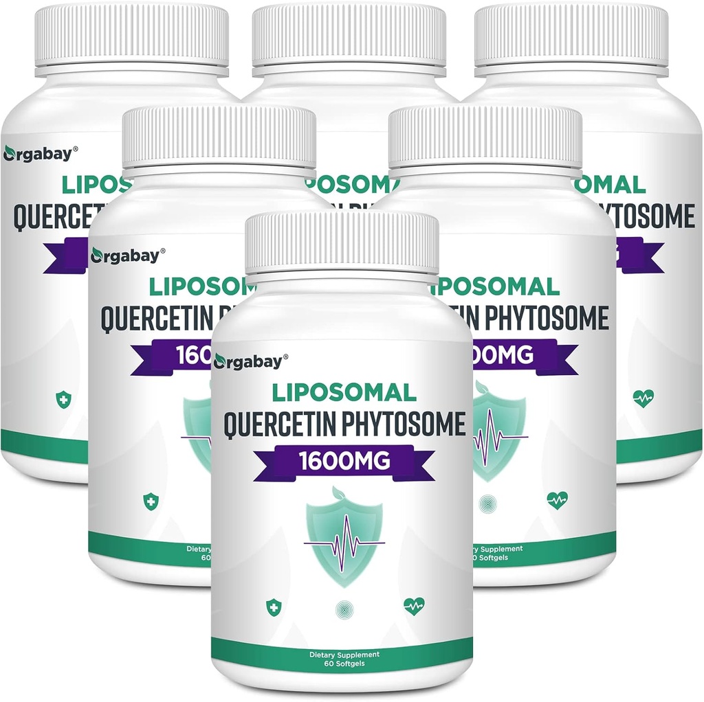 Orgabay Liposomal Quercetin Phytosome 1600 mg,Bromelain 200mg,Zinc 30mg,Vitamin C Turmeric 40 mg, Assorbimento più alto,Quercetin Complex, 360 Softgels
