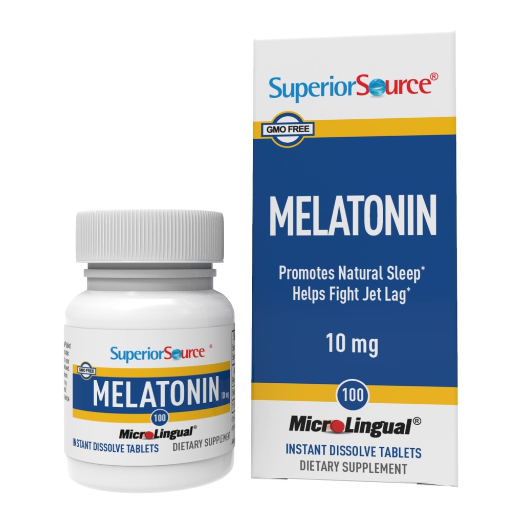 Superior Source Melatonin 10 mg - Healthy Sleep Support Supplement für Erwachsene - Melatonin Formel mit Kamillenhilfen Relaxation & Restful Sleep - 100 Sublingual Dissolving Tablets