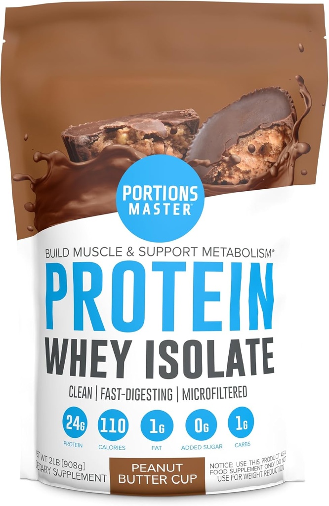 Porte Master CFM Polvere proteica dell'isolato del siero, 2 LB, 23g Carb basso, basso grasso, freddo-processed, assorbimento veloce, aumento del muscolo & sostegno di recupero (coppa di burro di arachidi)