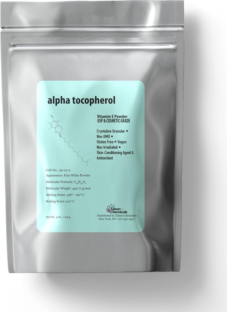 Alpha Tocopheryl Acétate Vitamine E Poudre pour soins de la peau Bricolage Cosmétique Grade 700 UI Acétate Poudre (4 Once / 113 Gram)