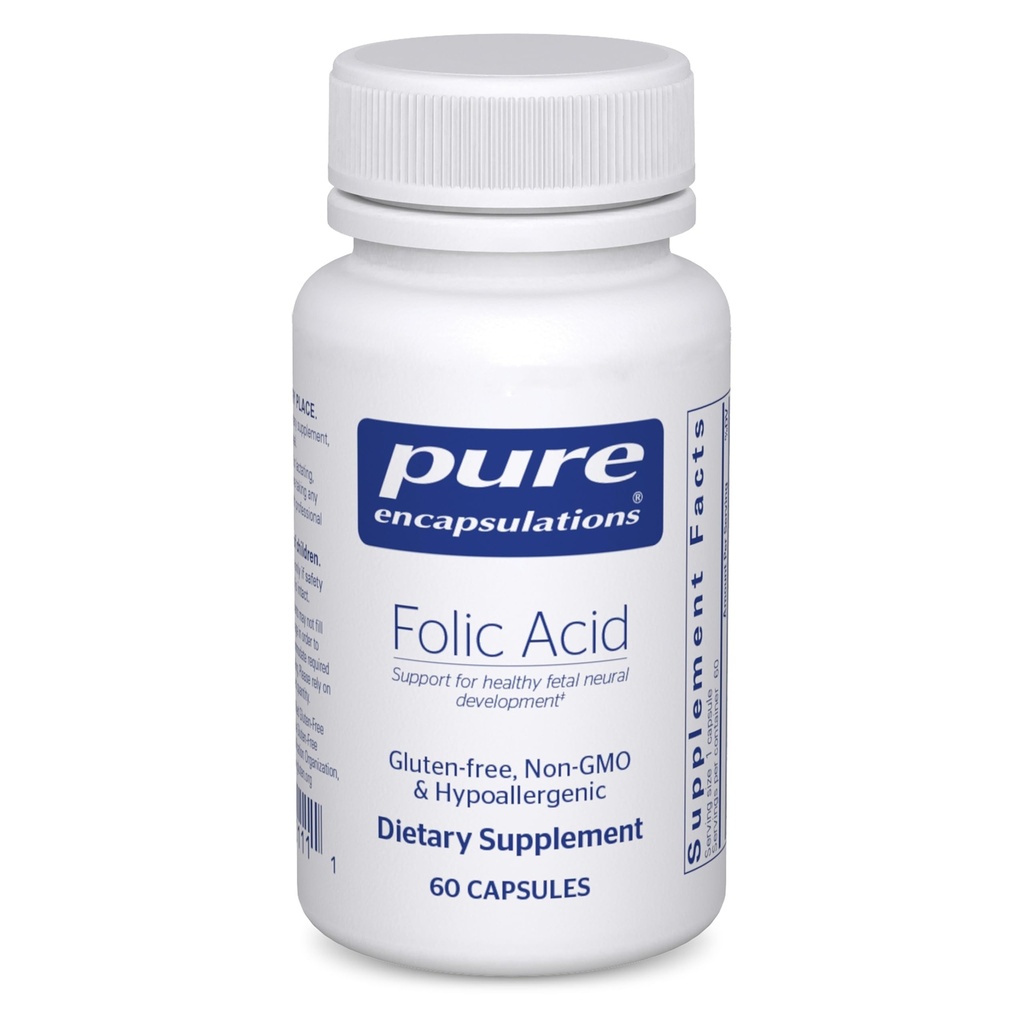 Pure Encapsulations Folic Acid | Supplemento alimentare anallergico | 60 capsule