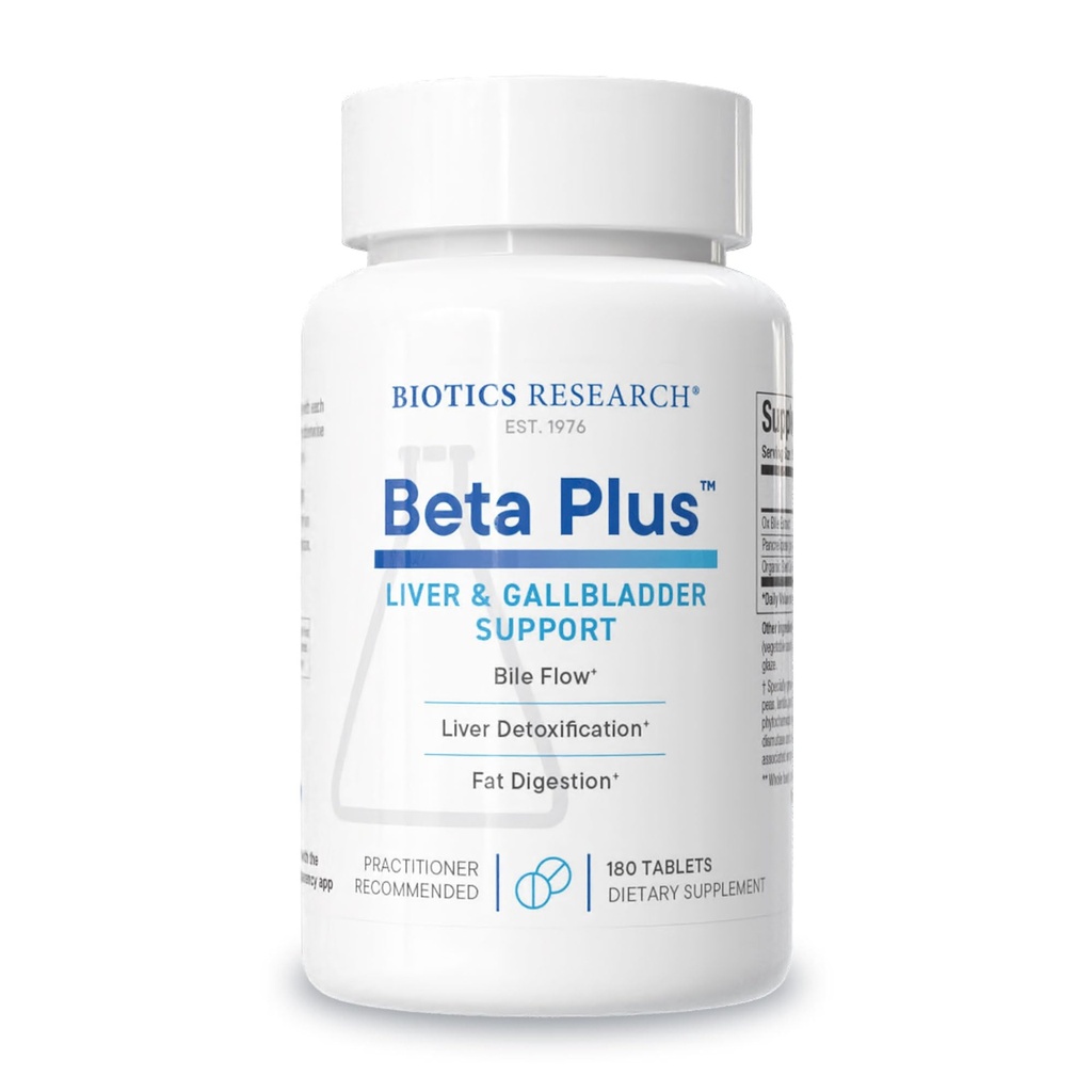 Biotics Research Beta-Plus™ Nutritional Ox Bile Salts Digestive Enzymes Supplement For Bile Production For No Gallbladder-Supports Overall Liver Function, Aids Fat Digestion, Supplies Betaine 180 Tabs
