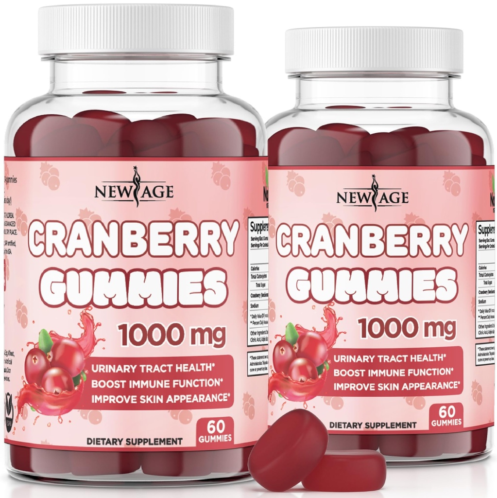 NOUVEAUX Gommies de canneberges de l'Âge de l'urine Tract Santé Gommies 1000mg - Soutiens Bladder, Rein, UTI - Végétarien (Cranberry 120 Comte)