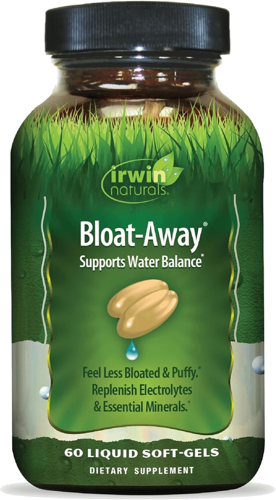 Irwin Naturals Bloat-Away - 60 Liquid Softgels - Wasserbilanzunterstützung - Replenish Electrolytes & Essential Minerals