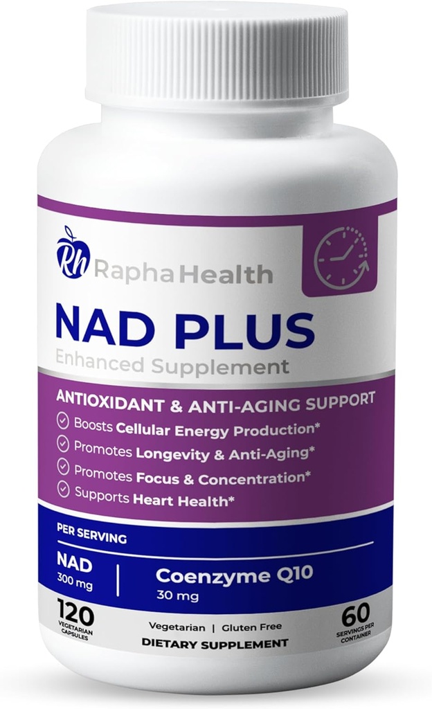NAD | Advanced Energy & Anti-Aging Formel | mit NAD und Coenzym Q10 | Unterstützt Herz & Kognitive Gesundheit | 120 Kapseln - 60 Tage Versorgung
