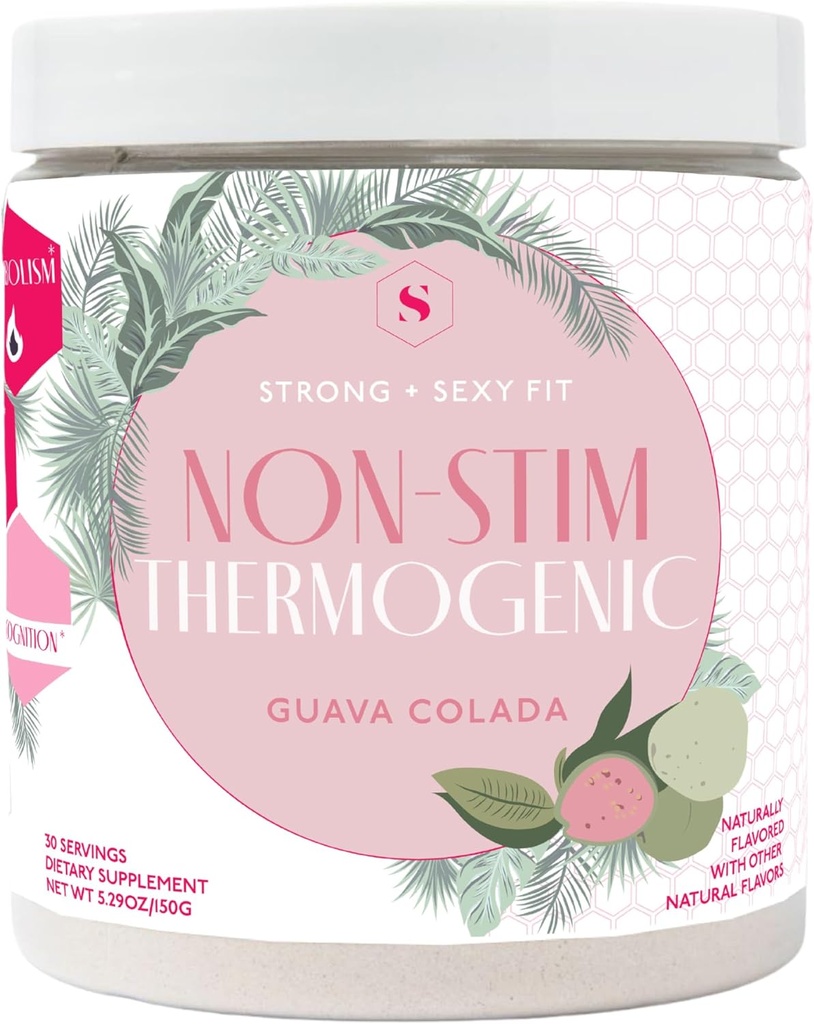 Strong + Sexy Fit, Weight and Diet Support Supplément santé, sans caféine sans boisson sans stim poudre pour le contrôle de l'appétit et le métabolisme support, suppléments pour les femmes, Guava Colada Flavor, 30 SVG