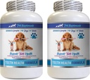 PET SUPPLEMENTARI & NUTRITION LLC Dog Bad Remedy Remedy - Dog Teeth Health Formula - Natural Gum Care - REMOVES Plaque Build UP - FRESHENS Breath - Dog Vitamin additive - 2 Bottiglie (120 Treats)