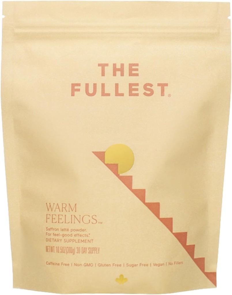 THE FULLEST - Saffron Latte 30 giorni di alimentazione - Zafferano, Cardamomo, e latte di cocco a base di polvere di benessere per il Mood and Sleep Support, Sugar-Free, Vegan e Gluten-Free, 30 Serve