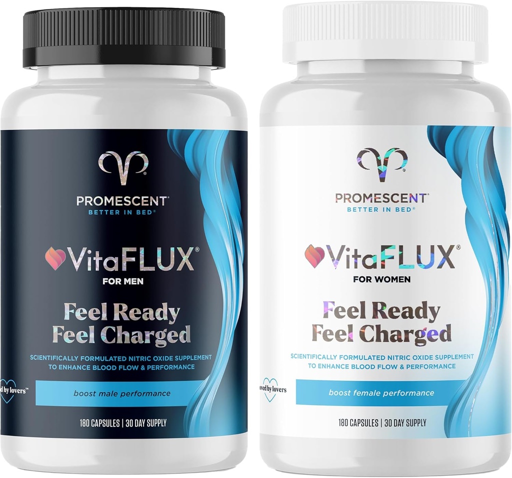 VitaFLUX Triple Power Nitric Oxide Supplemento per le prestazioni maschili + VitaFLUX Nitric Oxide Booster Supplemento, Aumenta la Circolazione, Boost Energy & Heart Health, Performance, Stamina, Energy