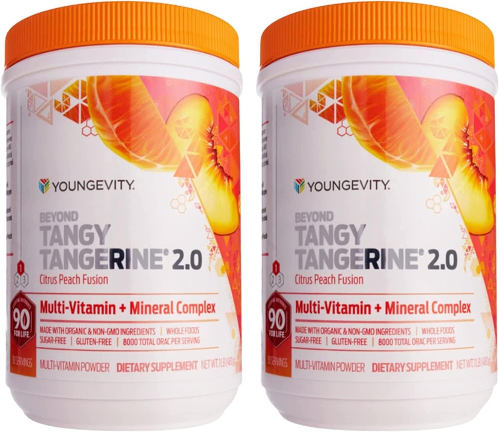 Youngevity Beyond Tangerine 2.0 Citrus Peach Ultimate Multi-Vitamine & Complexe Minéral - Fabriqué avec des aliments naturels et entiers