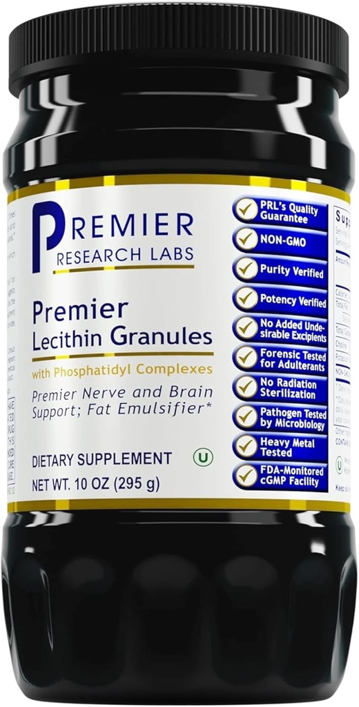 Premier Research Labs Lecithin Granules - Soy Lecithin Granules, Lecithin Supplement, Lecithin for Baking, Non GMO, Food Grade Phospholipid für Brain & Nerve Support - 10 oz
