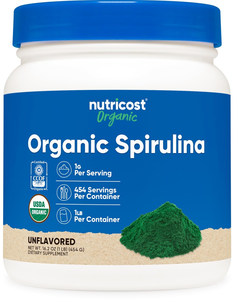 Nutricost poudre de spiruline biologique 454 Grams, 1LB - spiruline biologique pure et certifiée
