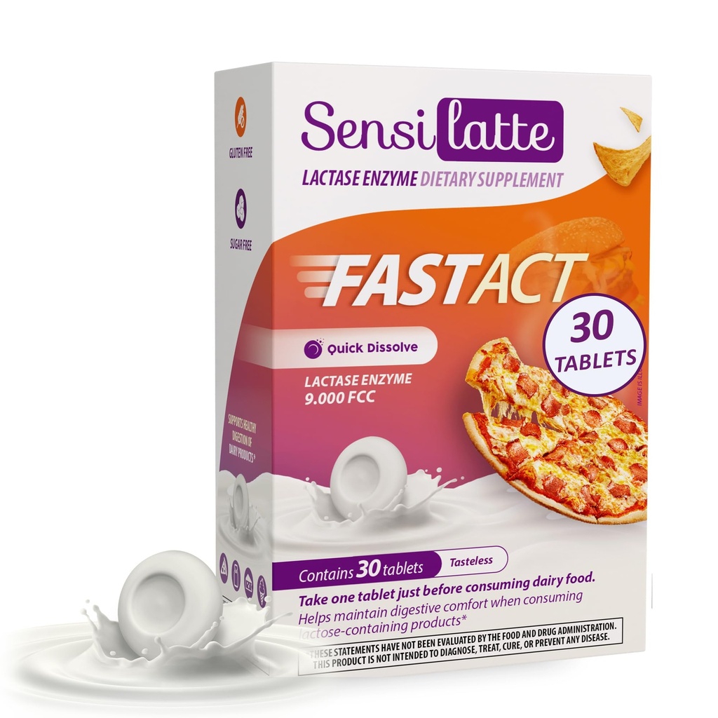 Lactase Enzyme 30 Tabletten Kein Geschmack - 9.000 FCC - Sensilatte – Schnelle Auflösung – Hilft mit Verdauungskomfort – Prati Donaduzzi