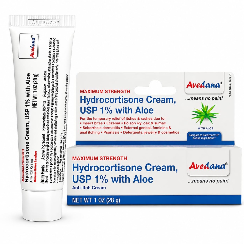 Hydrocortison Cream – 1 Unze Eczema Cream mit Aloe Vera – Premium Anti Itch Cream Extra Strength – Ideal für Rashes, Itchiness, Insektenstiche, Dermatitis, Detergents, Schmuck