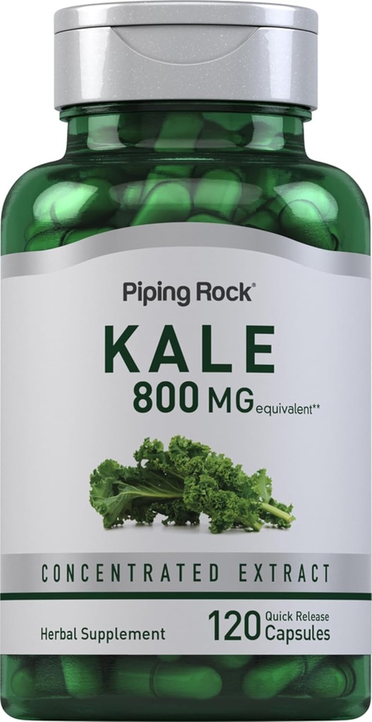 Piping Rock Kale Estratto di capsule 800mg | 120 Count | Kale Supplemento | Gluten Free, Non OGM