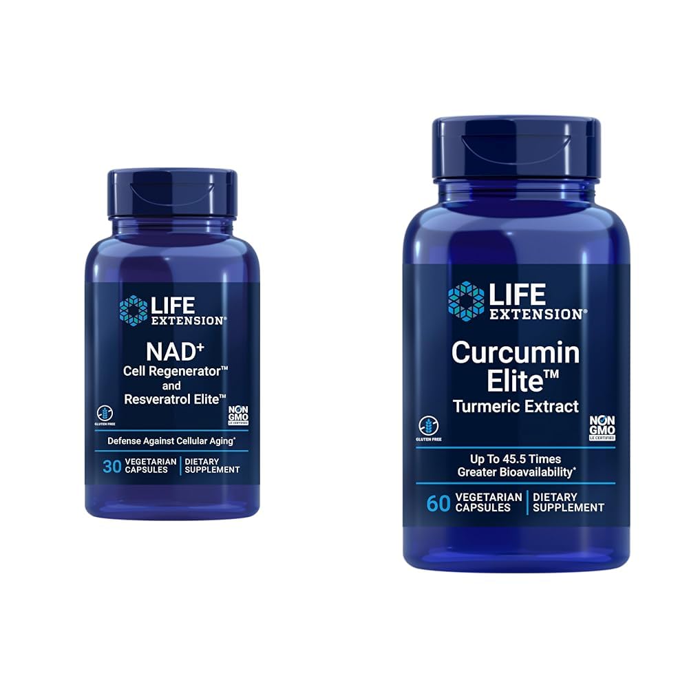 Lebensdauer NAD+ Cell Regenerator and Resveratrol Elite, NIAGEN Nikotinamid Riboside & Curcumin Elite Turmeric Extract, fördert eine gesunde entzündliche Reaktion