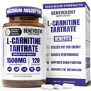 Benevolent L supplément carnitine - High Potency 1500mg L-Carnitine Tartrate - Absorber rapidement, convertir les graisses en énergie, soutenir le muscle maigre, stimuler la performance d'entraînement et le métabolisme – 120 capsules végétaliennes
