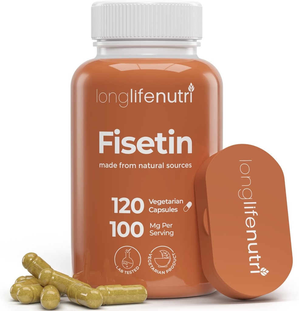 Fisetin 100mg - da Rhus Succedanea Stem Extract, 120 Capsule Vegetariani, Senolitico Supplemento per Aging & Longevity, 4-Month Fornitura, Organico, GMP Certificato, Made in Italy
