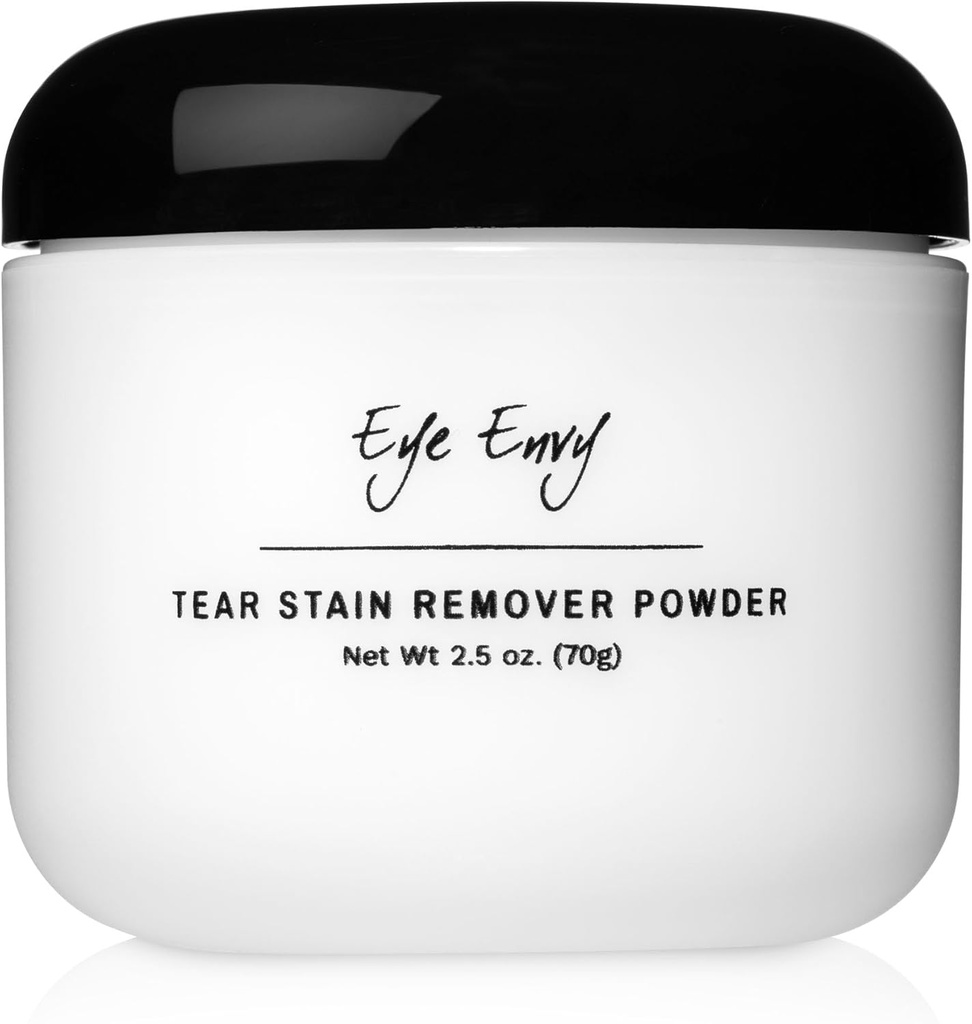 Eye Envy Tear Stain Remover Powder for Dogs and Cats. 100% Natural, Safe. Apply Around Eyes. Absorbs and Repels Tears. Keeps Area Dry. Treats The Cause of Staining. Made in The USA (2.5 oz)
