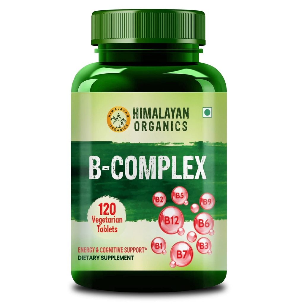 Himalayan Organics Vitamina B Complex con 100% RDA B1, B2, B3, B5, B6, B9 & B12