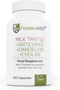 FürstenMED Milk Thistle with Artichoke Extract, Dandelion Root & Choline - Normal Liver Health Supplement - Altamente Dosed con 80% Silymarin - Vegan Liver Support - 120 Non OGM Capsule
