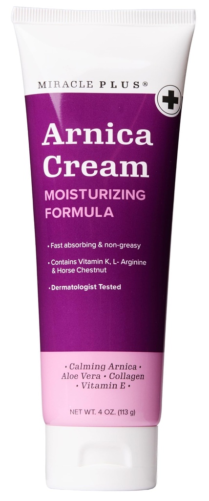 Miracle Plus Arnica Crema Bruise Relief Lozione per Bruising and Swelling On Skin | Arnica Montana Extra Strength Vitamin K Cream | Gel idratante per la cura della pelle con la castagna di cavallo, 4 Fl Oz