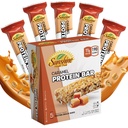 Barre di proteine senza glutine, 5 barre di proteine sane di Caramel per stili di vita attivi, barre di proteine ideali per la sostituzione dei pasti, barre di proteine elevate perfette per il recupero del muscolo e l'energia sostenibile